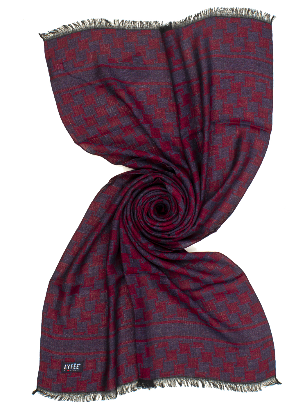 STOLA UOMO MACRO PIED DE POULE, 60%VI 40%MODAL, CM 60X190, MADE IN ITALY      